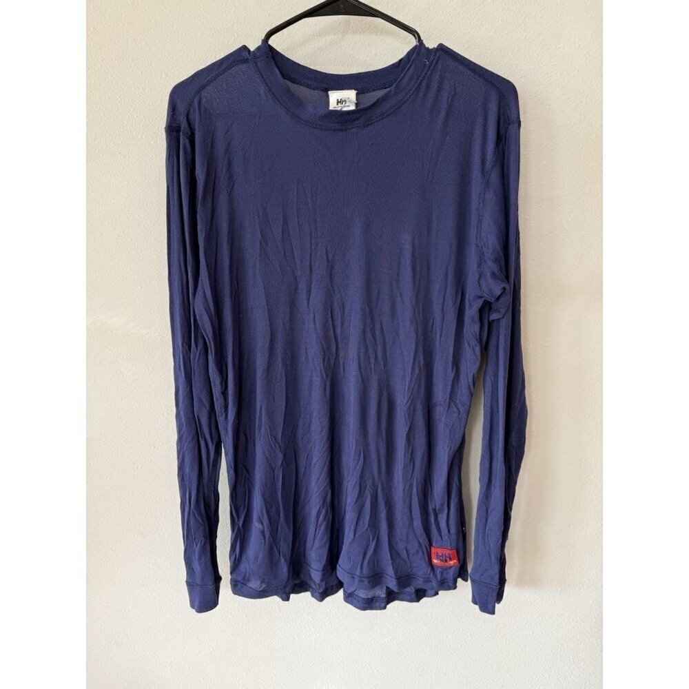 Helly Hansen Base Layer Shirt Medium Blue Long Sleeve Crew Neck Outdoors Hiking